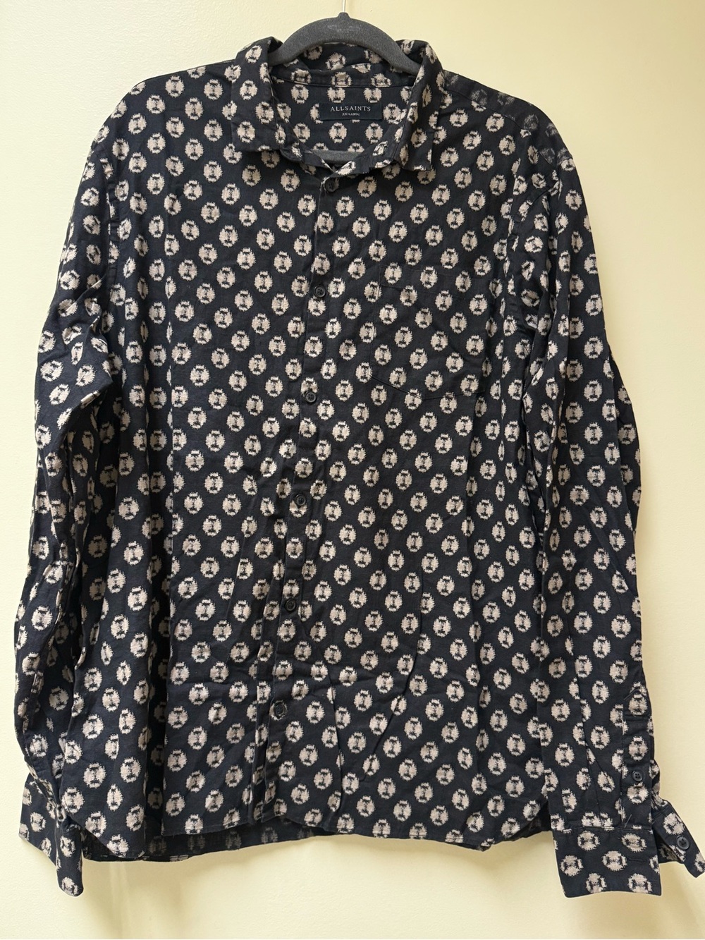 🔳All Saints Razor Long Sleeve Linen Blend Shirt🔳
